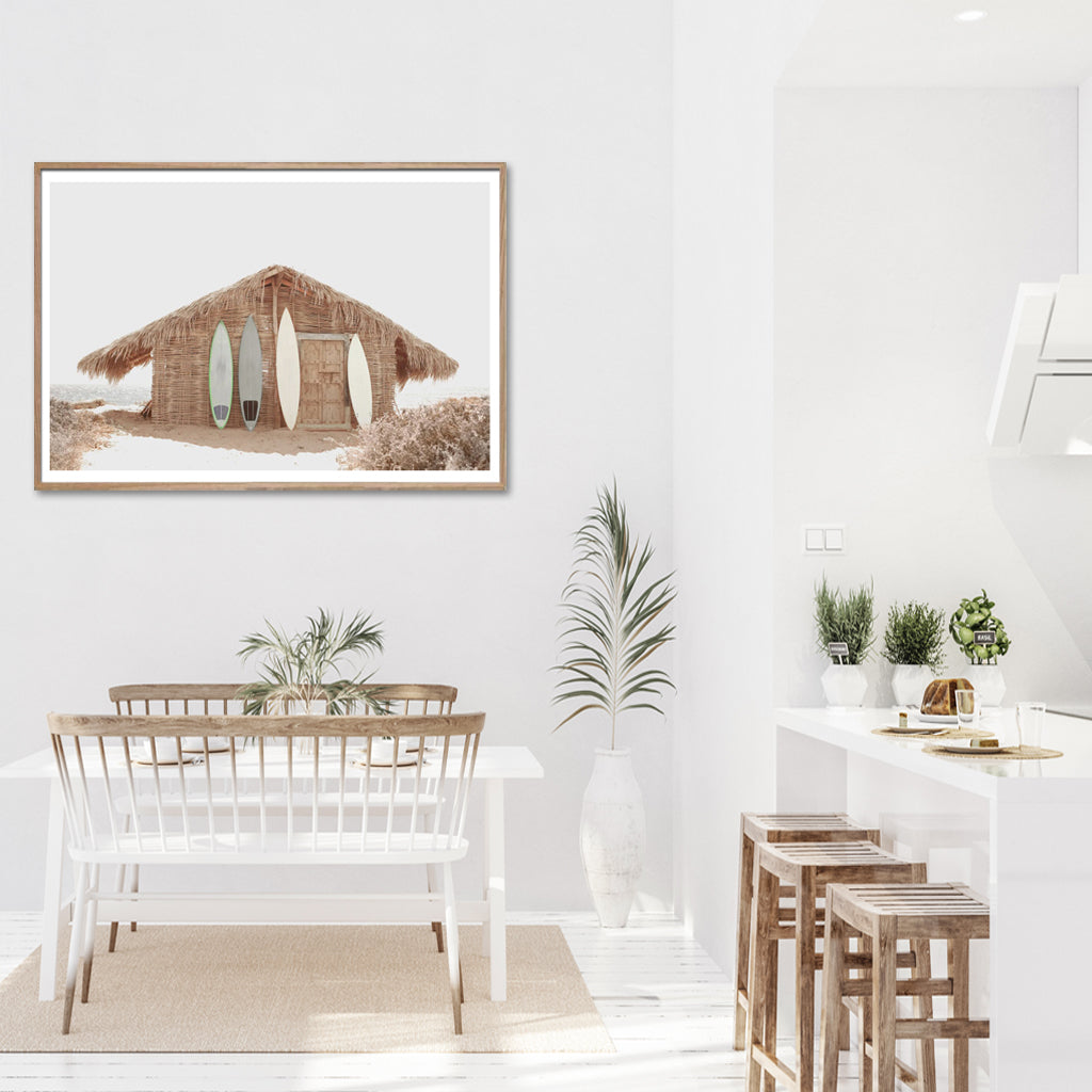 Wall Art 70cmx100cm Surf Cabin Wood Frame Canvas 3