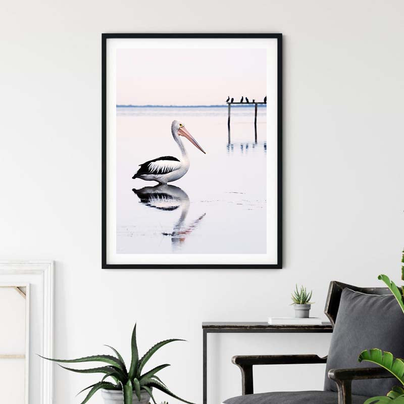 Wall Art 100cmx150cm Pelican Black Frame Canvas 3