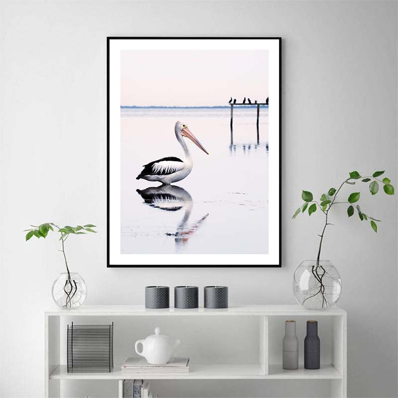 Wall Art 80cmx120cm Pelican Black Frame Canvas 4