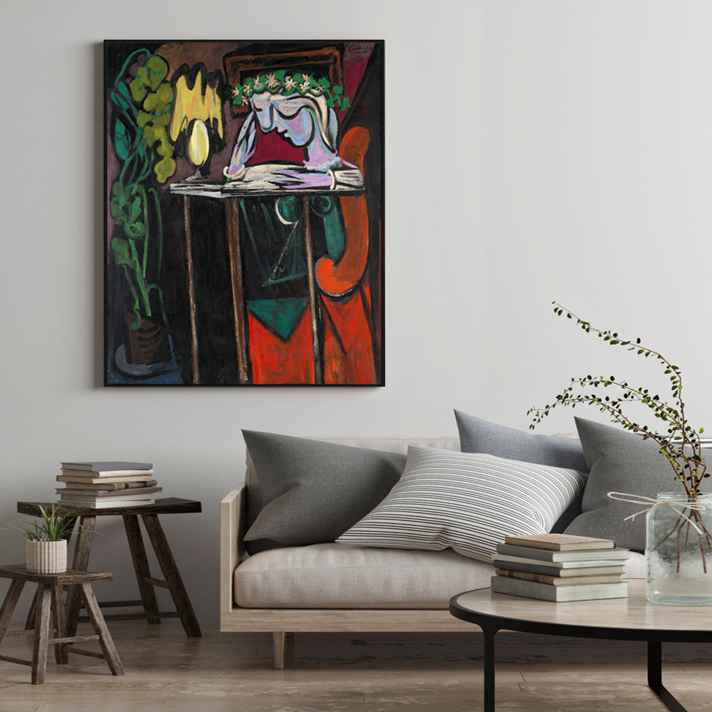 Wall Art 90cmx135cm Reading Girl by Pablo Picasso Black Frame Canvas 3