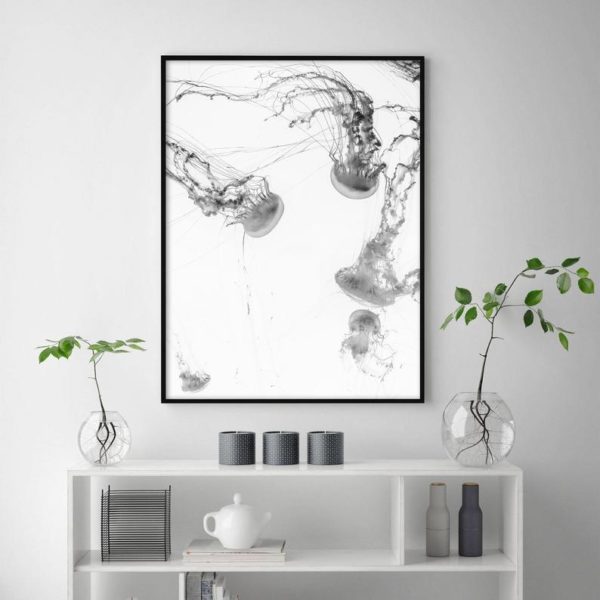 Wall Art 90cmx135cm Jellyfish Black Frame Canvas 4