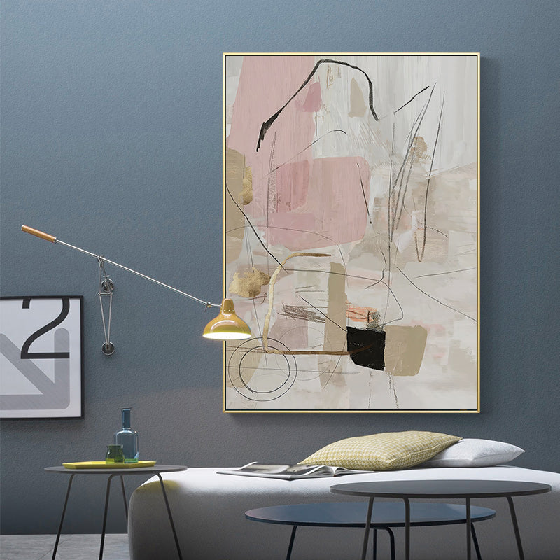 Wall Art 50cmx70cm Abstract Pink Gold Frame Canvas 3
