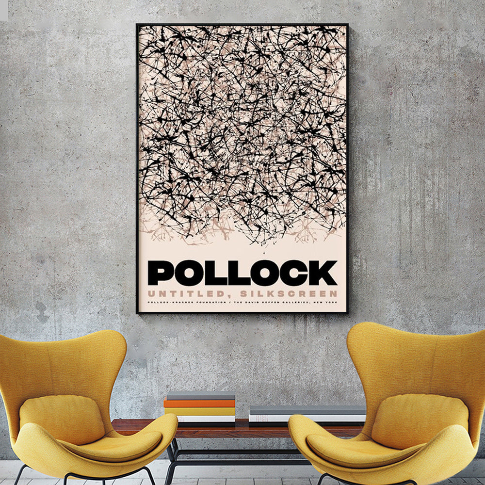 Wall Art 70cmx100cm Jackson Pollock Exhibition II Black Frame Canvas 3