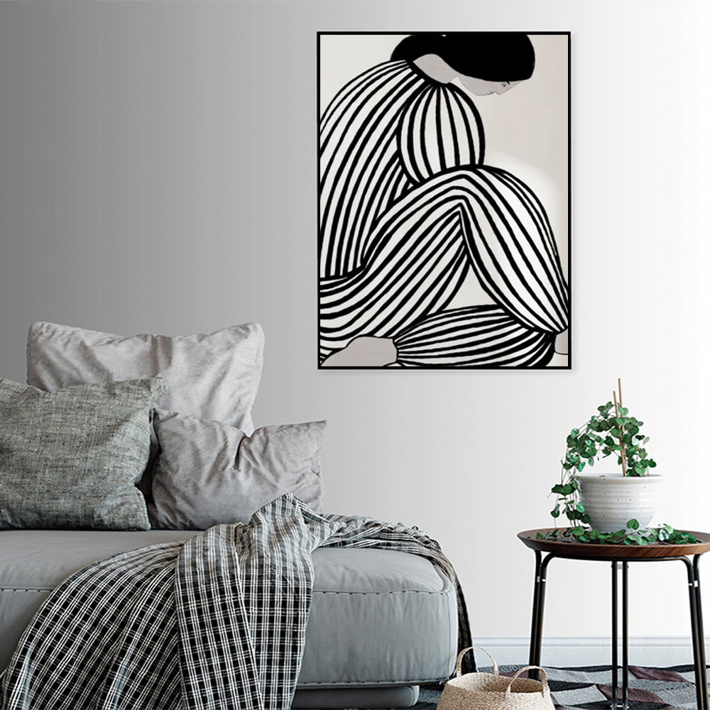 Wall Art 60cmx90cm Mid Century Figure Black Frame Canvas 3