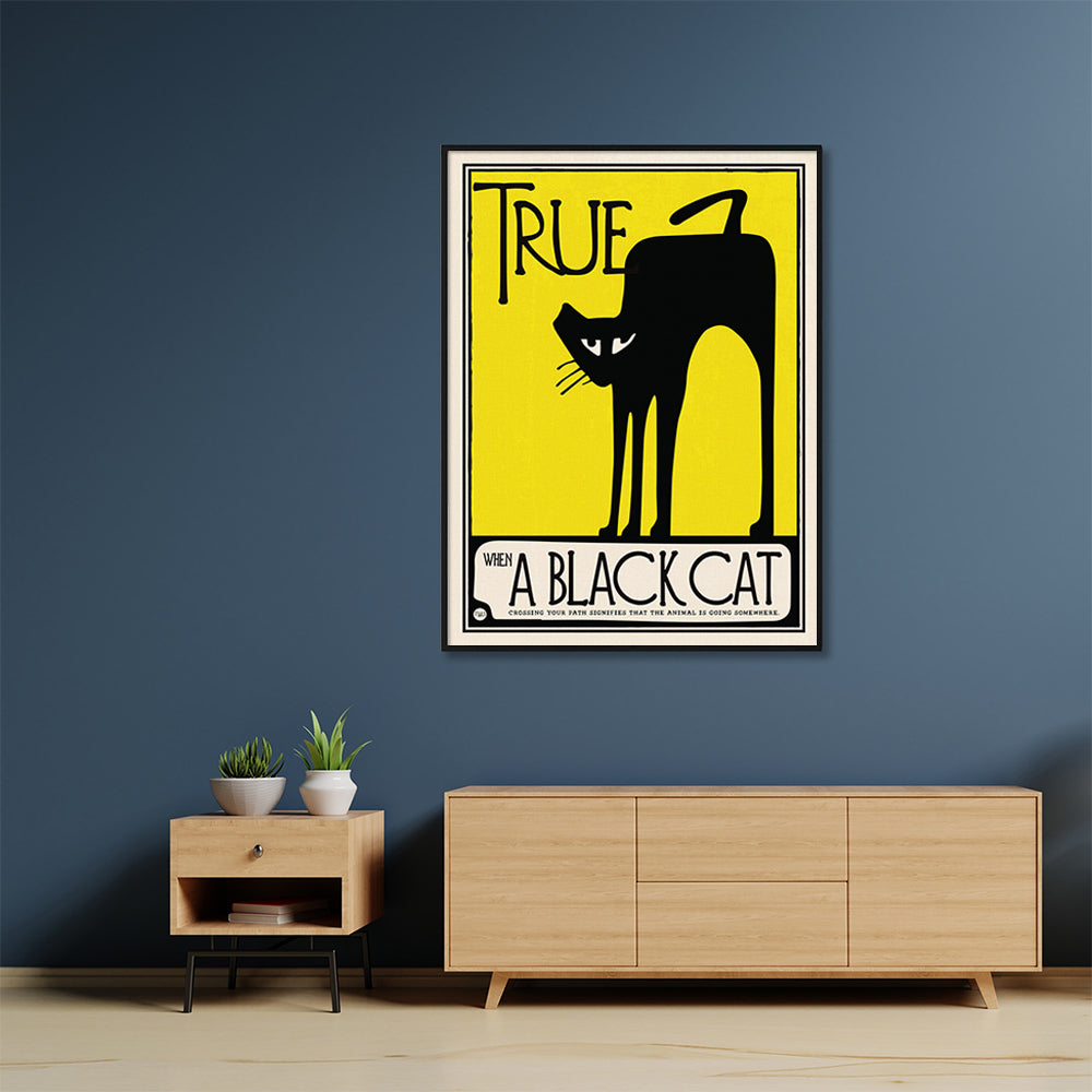 Wall Art 90cmx135cm Black Cat Black Frame Canvas 3