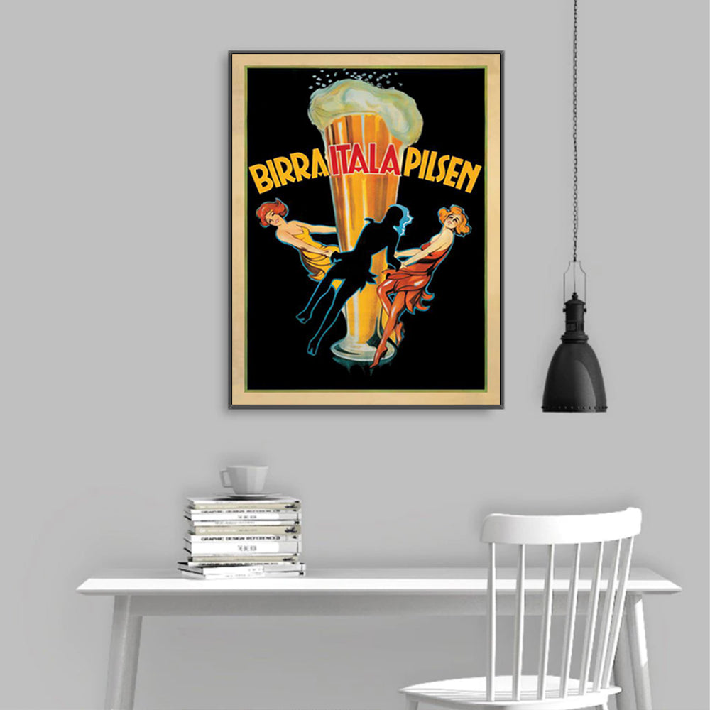 Wall Art 90cmx135cm Birra Itala Pilsen Black Frame Canvas 3