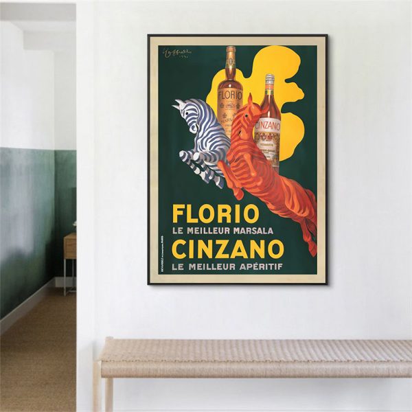 Wall Art 60cmx90cm Florio Cinzano Black Frame Canvas 3
