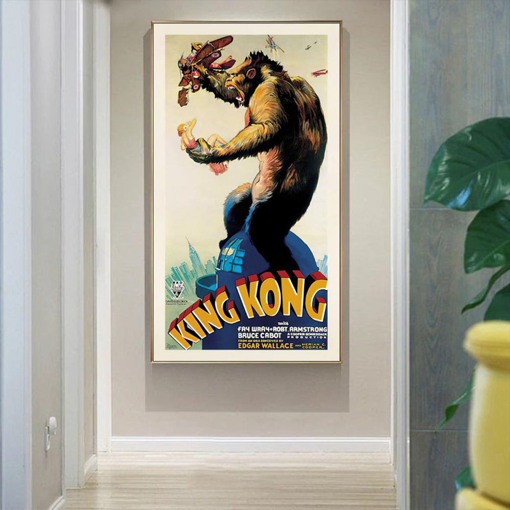 Wall Art 40cmx80cm King Kong 1933 Gold Frame Canvas 3