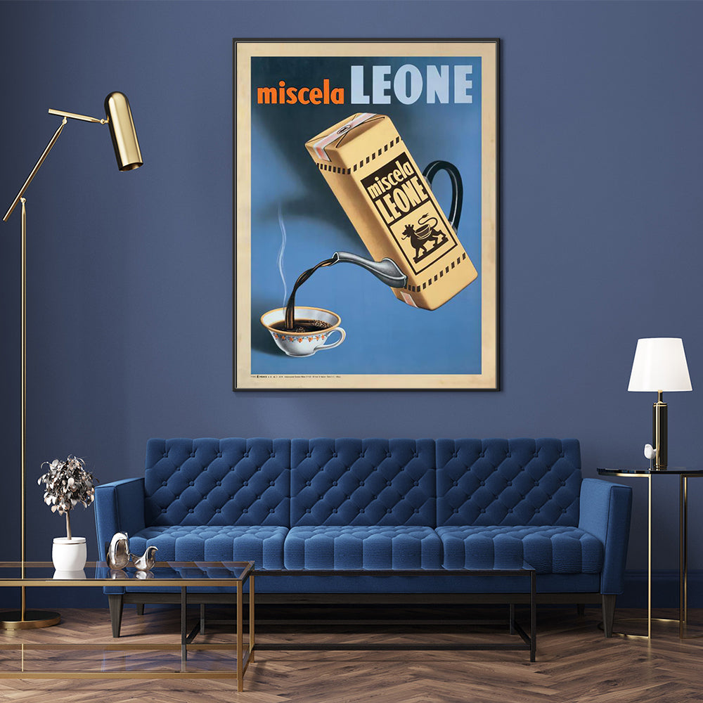 Wall Art 50cmx70cm Miscela Leone, 1950 Black Frame Canvas 3