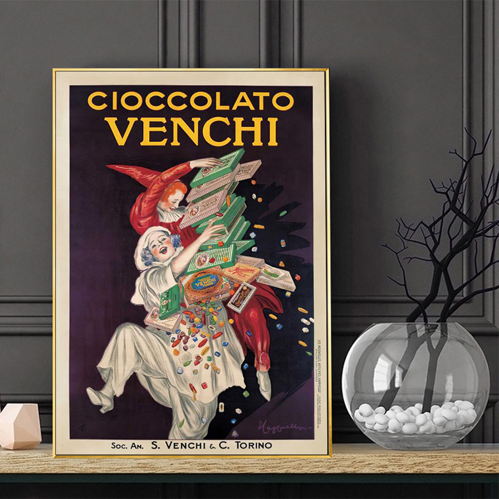 Wall Art 60cmx90cm Cioccolato Venchi Vintage Gold Frame Canvas 3