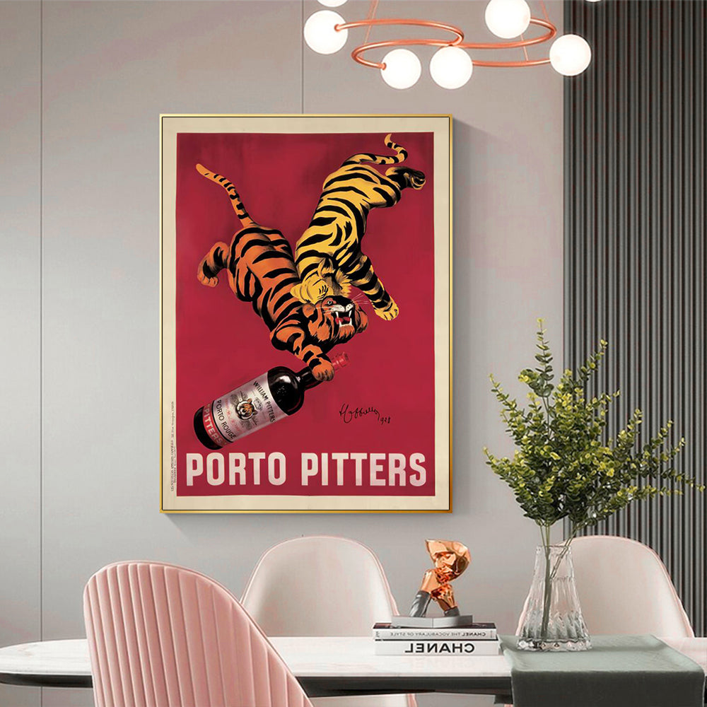 Wall Art 90cmx135cm Porto Pitters Vintage Gold Frame Canvas 3