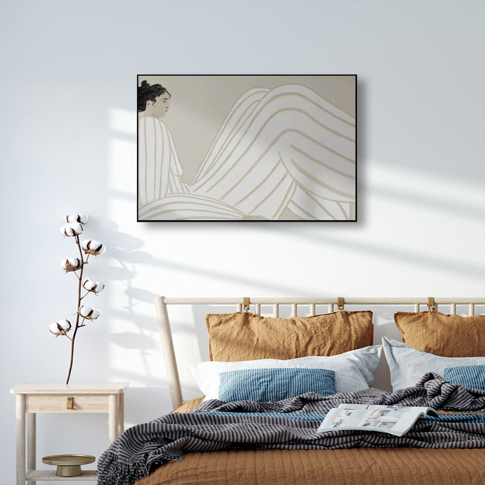 Wall Art 80cmx120cm Abstract Lady Black Frame Canvas 3