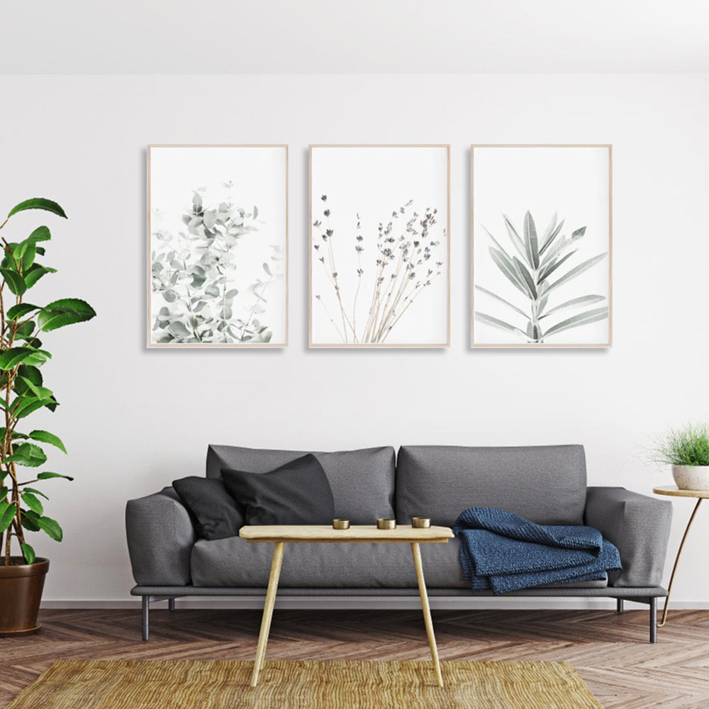 Wall Art 70cmx100cm Lavender Eucalyptus 3 Sets Wood Frame Canvas 4
