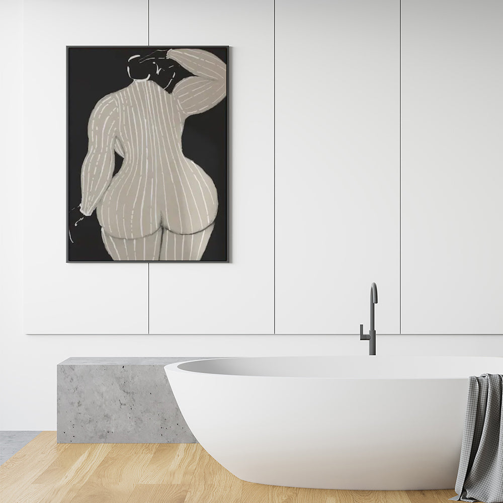 Wall Art 50cmx70cm Mid Century Lady Black Frame Canvas 3