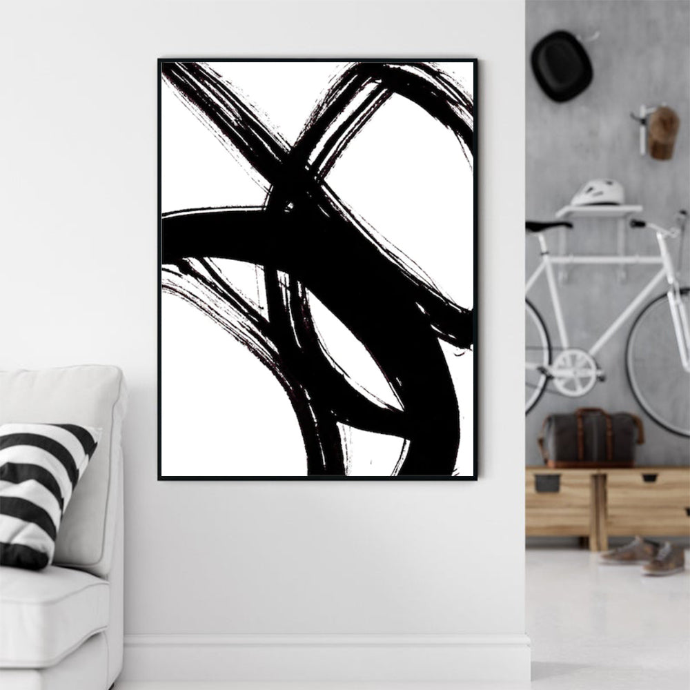 Wall Art 70cmx100cm  Minimalist Black Artwork Black Frame Canvas 3