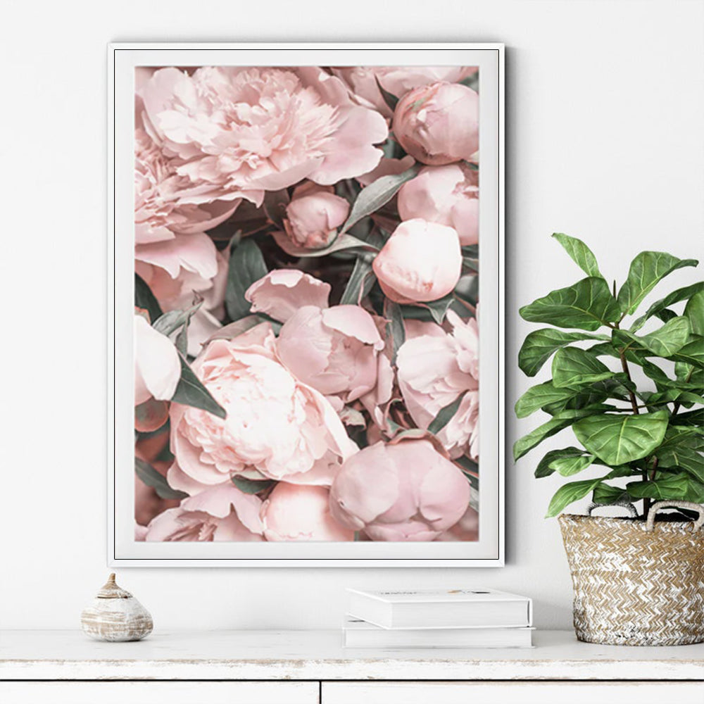 Wall Art 100cmx150cm Peony White Frame Canvas 3