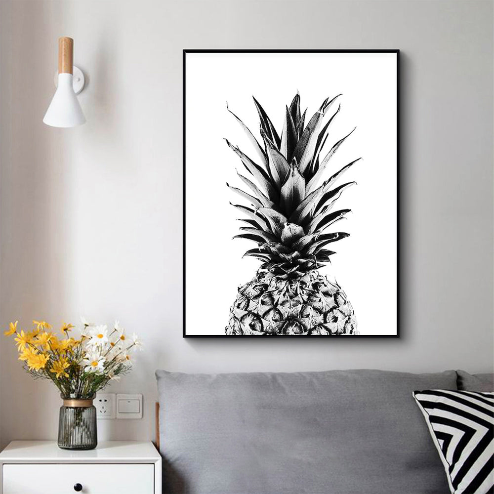 Wall Art 50cmx70cm Pineapple Black Frame Canvas 3