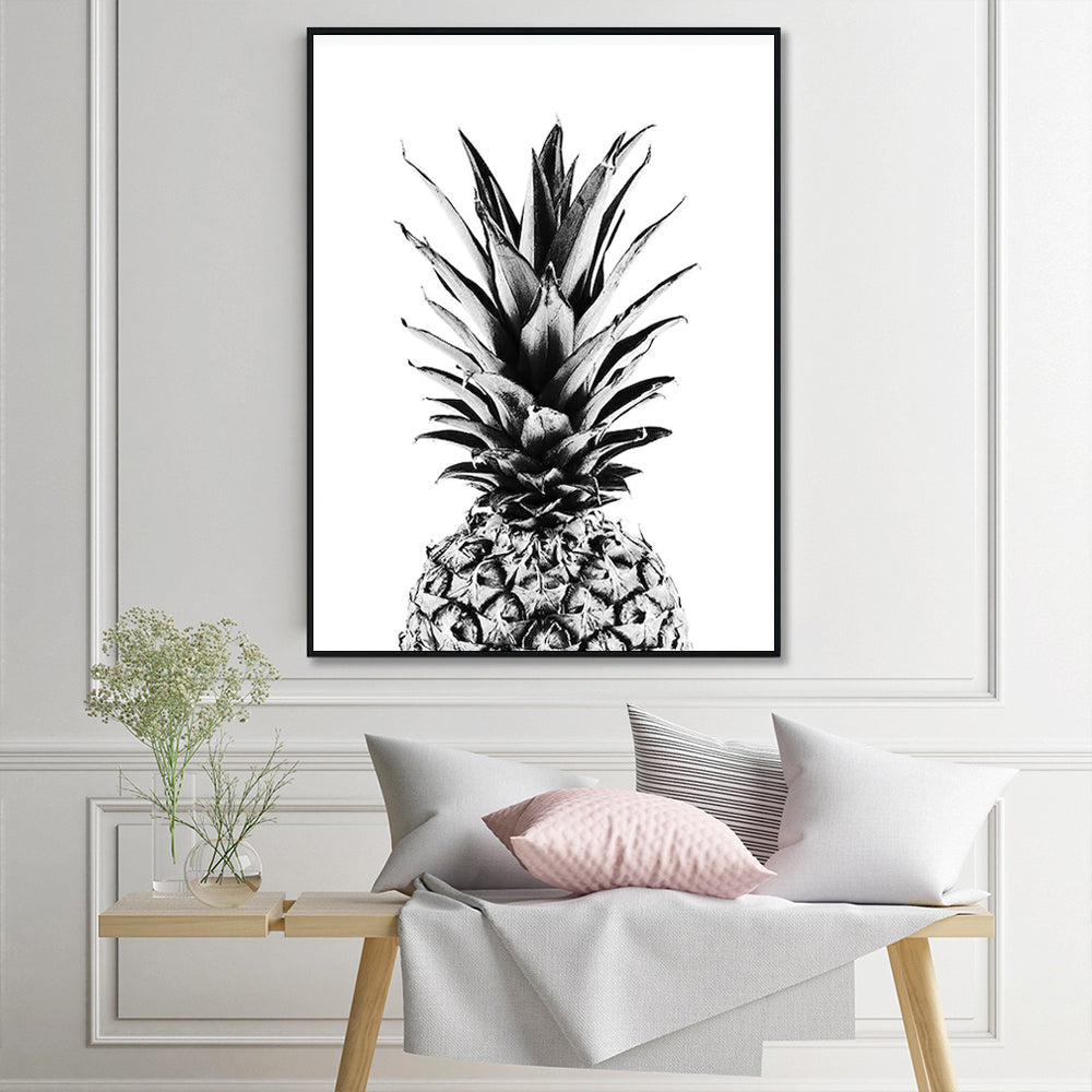Wall Art 80cmx120cm Pineapple Black Frame Canvas 4