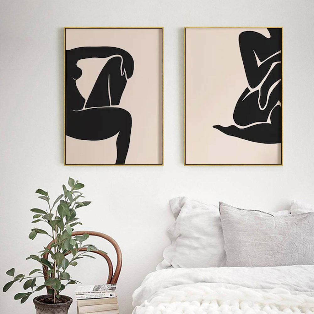 Wall Art 50cmx70cm Female Figure 2 Sets Gold Frame Canvas 4