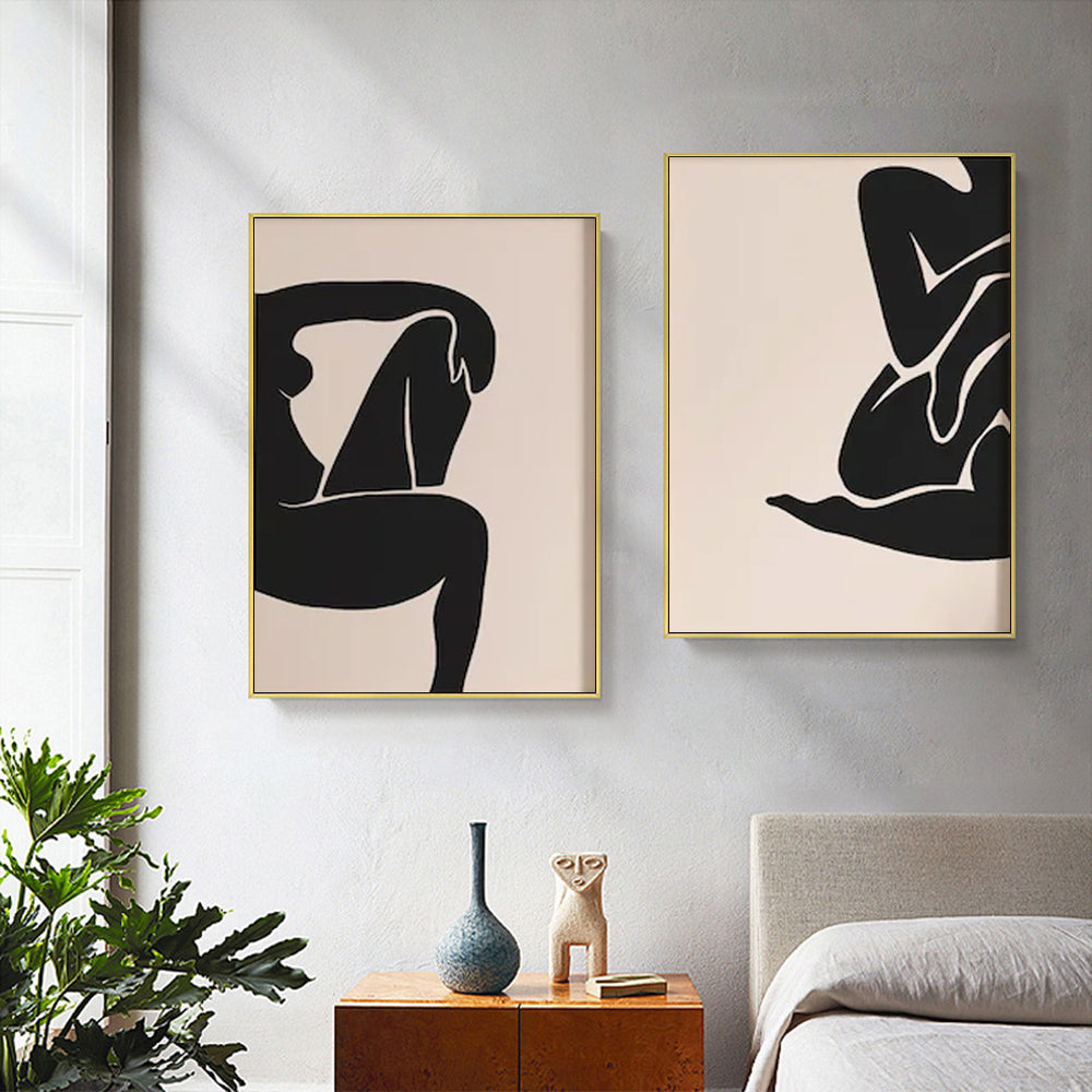 Wall Art 60cmx90cm Female Figure 2 Sets Gold Frame Canvas 3