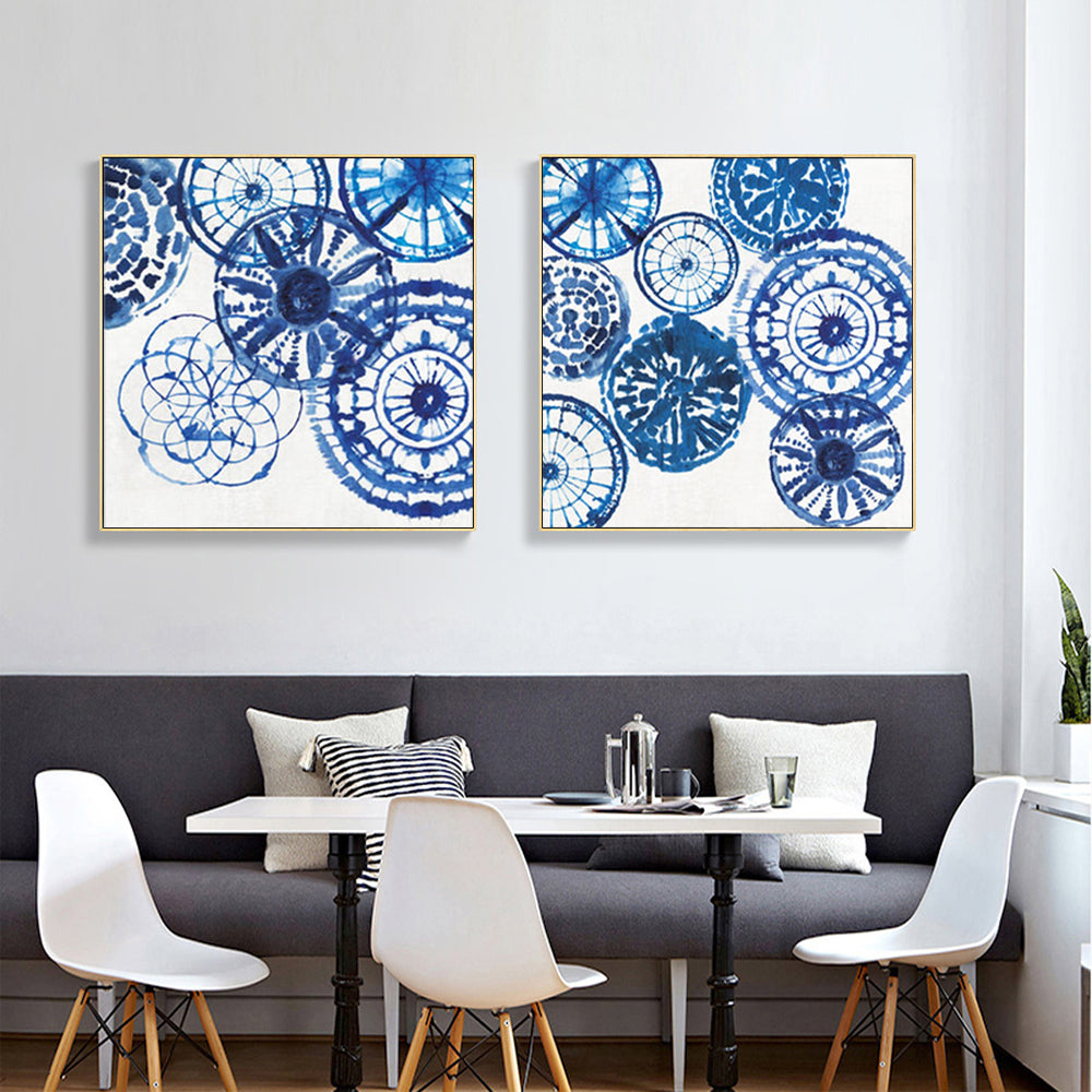 Wall Art 50cmx50cm Blue Day 2 Sets Gold Frame Canvas 4