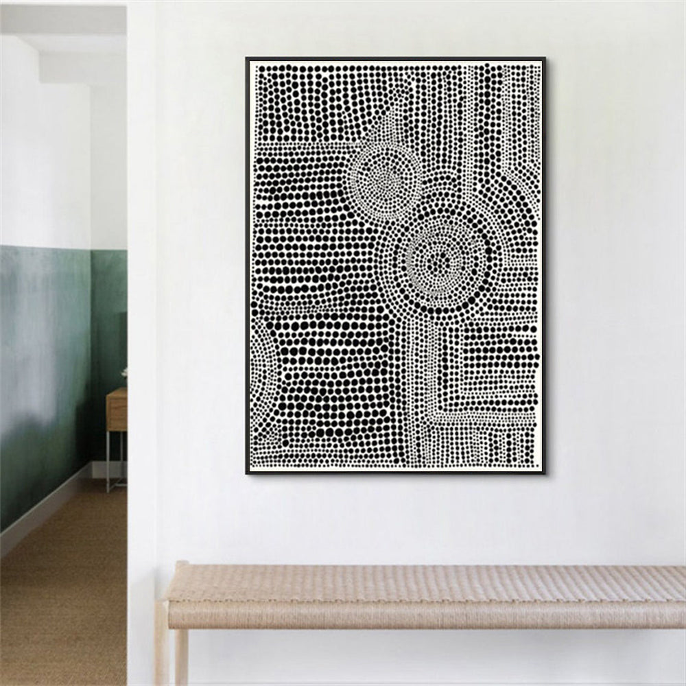 Wall Art 40cmx60cm Clustered Dots A Black Frame Canvas 3