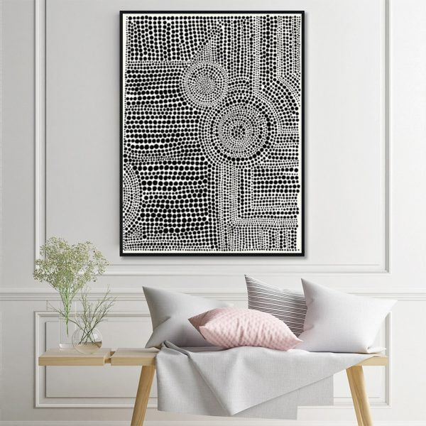 Wall Art 40cmx60cm Clustered Dots A Black Frame Canvas 4