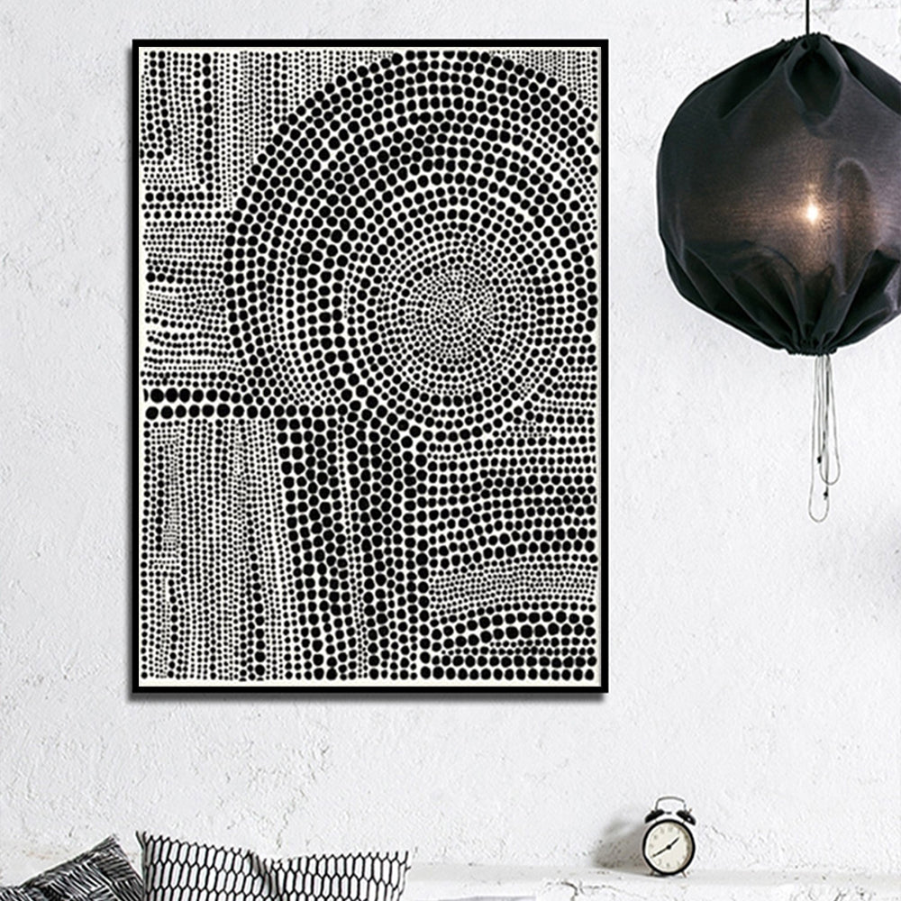 Wall Art 70cmx100cm Clustered Dots B Black Frame Canvas 3