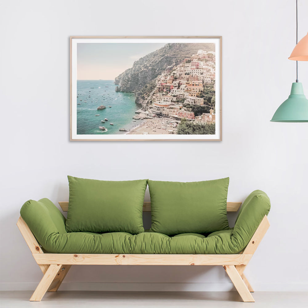 Wall Art 90cmx135cm Italy Amalfi Coast Wood Frame Canvas 3