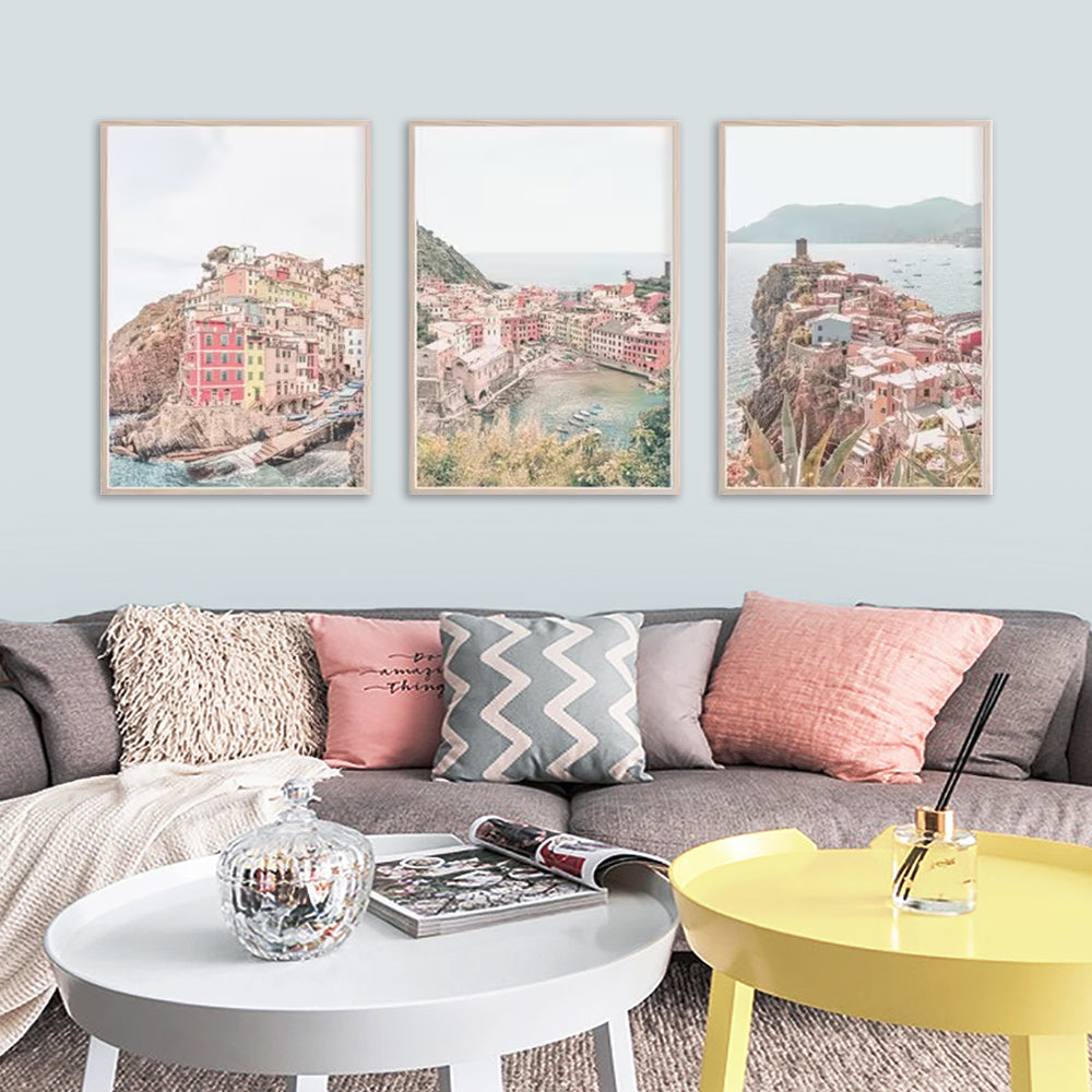 Wall Art 70cmx100cm Italy Cinque Terre 3 Sets Wood Frame Canvas 4