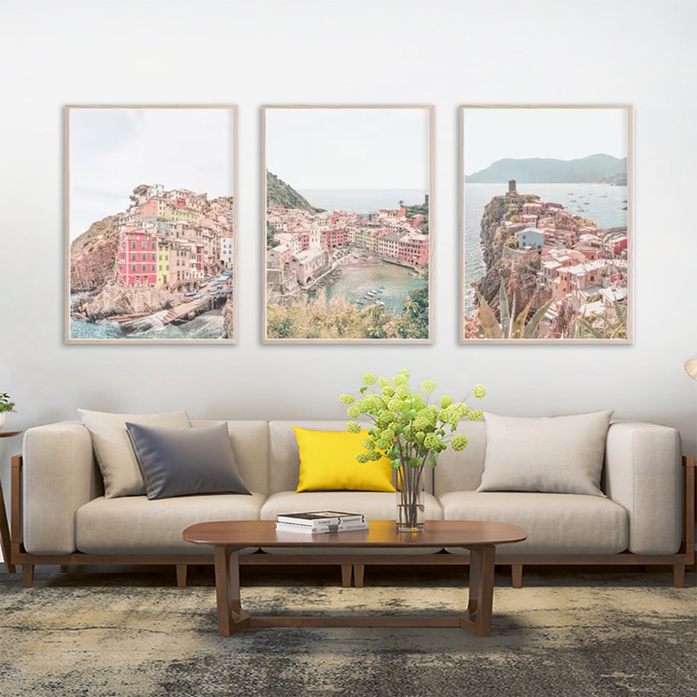 Wall Art 60cmx90cm Italy Cinque Terre 3 Sets Wood Frame Canvas 3