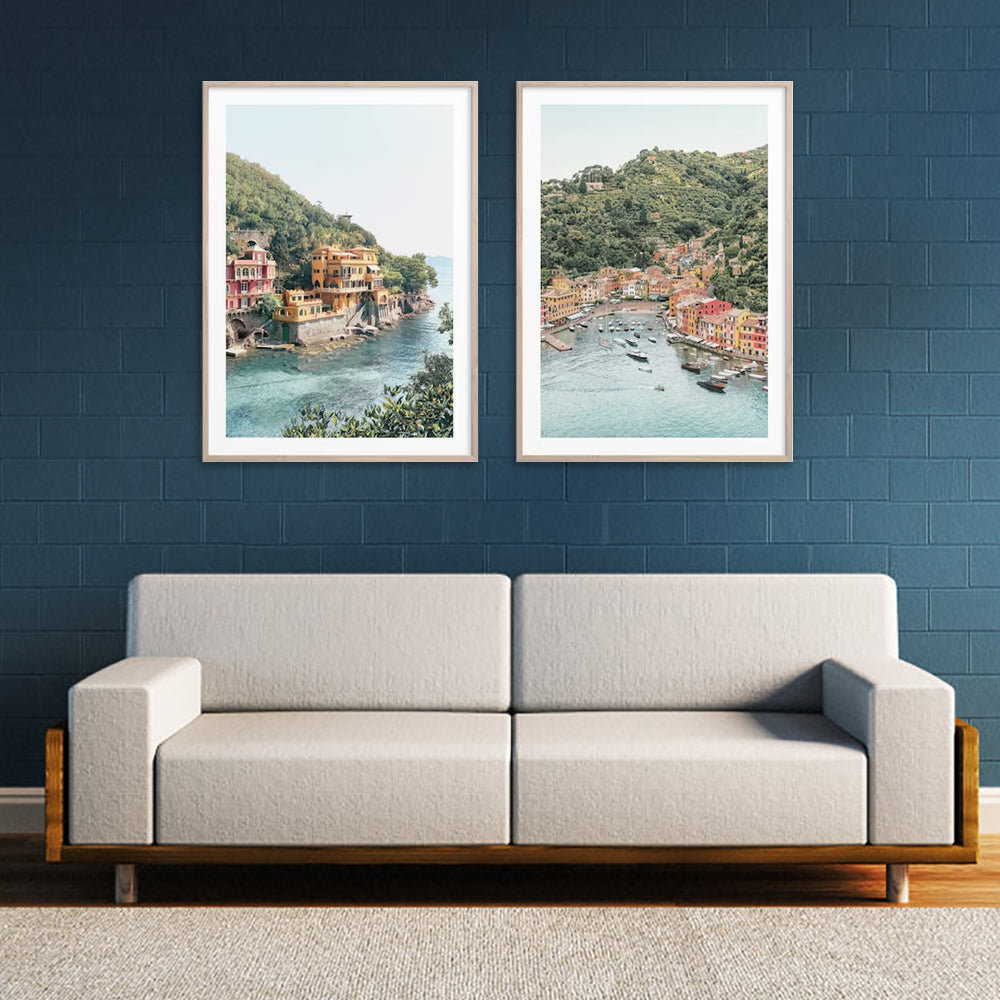 Wall Art 90cmx135cm Italy Coast 2 Sets Wood Frame Canvas 4