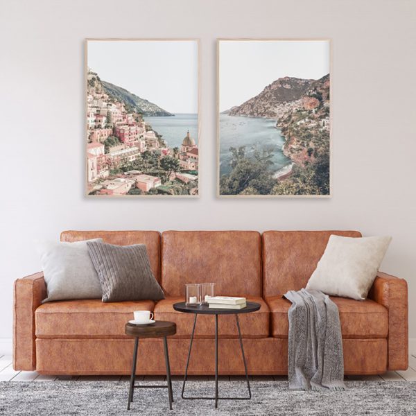 Wall Art 100cmx150cm Italy Positano 2 Sets Wood Frame Canvas 4