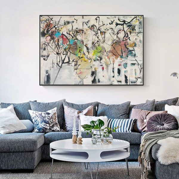Wall Art 90cmx135cm Abstract White Dream Black Frame Canvas 3