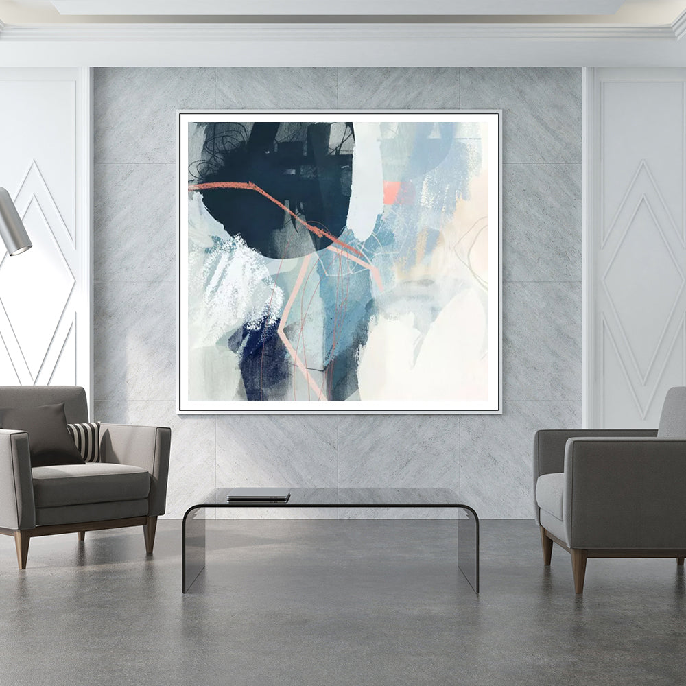 Wall Art 100cmx100cm Luz II White Frame Canvas 3
