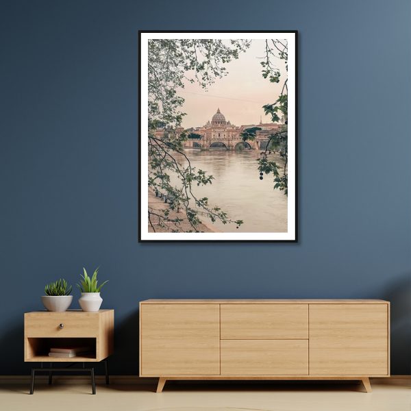 Wall Art 90cmx135cm Rome City Black Frame Canvas 3