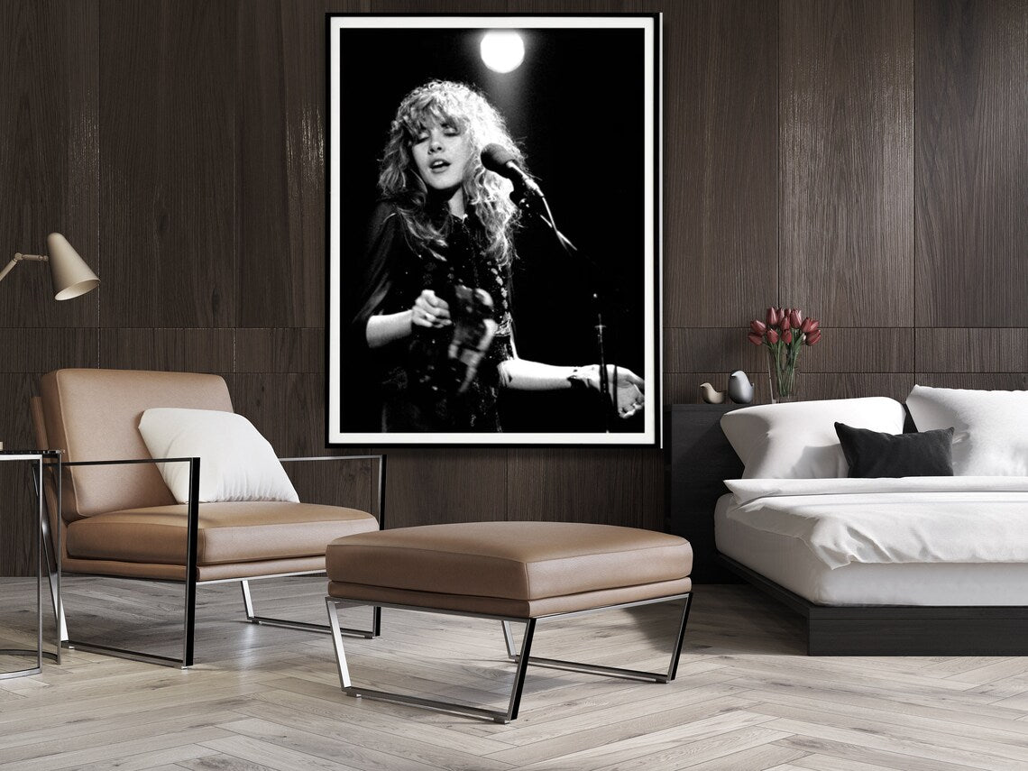 Wall Art 30cmx40cm Young Stevie Nicks in Concert Poster, Black Frame Canvas 5