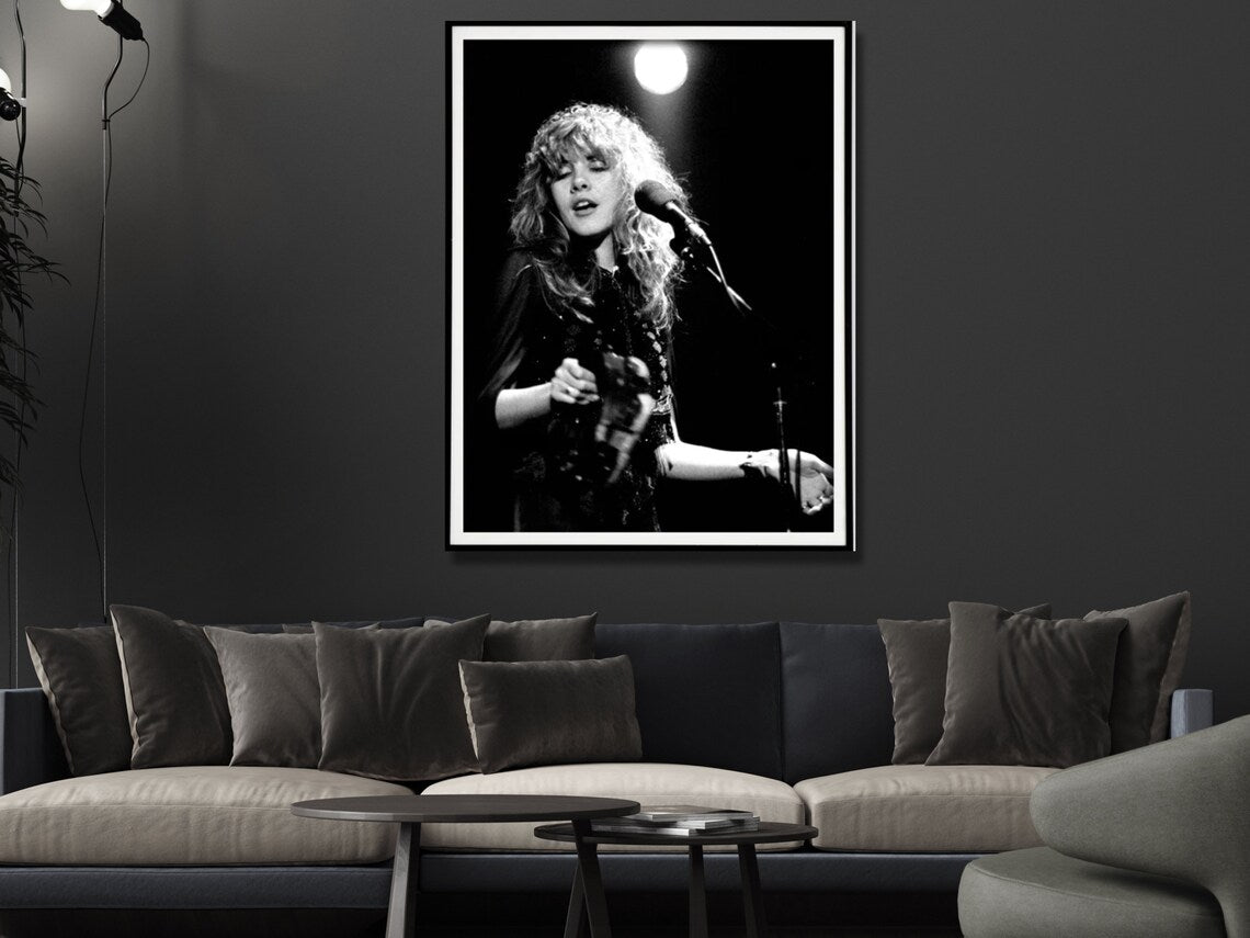 Wall Art 60cmx90cm Young Stevie Nicks in Concert Poster, Black Frame Canvas 4