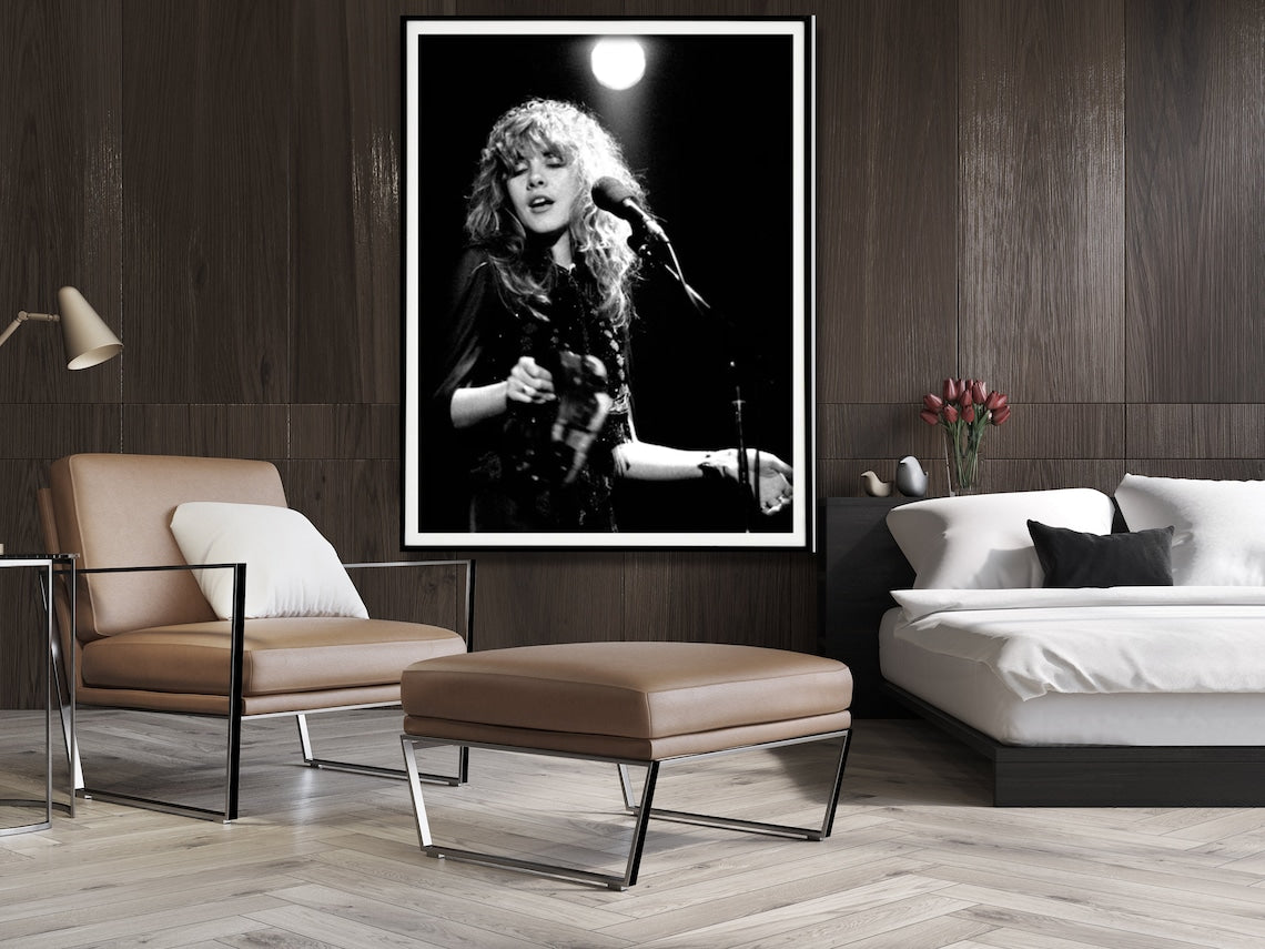 Wall Art 80cmx120cm Young Stevie Nicks in Concert Poster, Black Frame Canvas 5