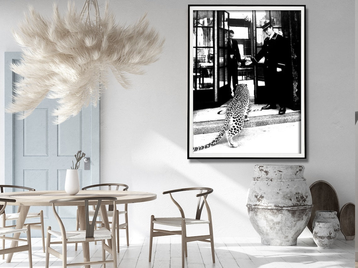 Wall Art 60cmx90cm Luxury Brand Leopard Jewelry Shop Poster, Black Frame Canvas 5