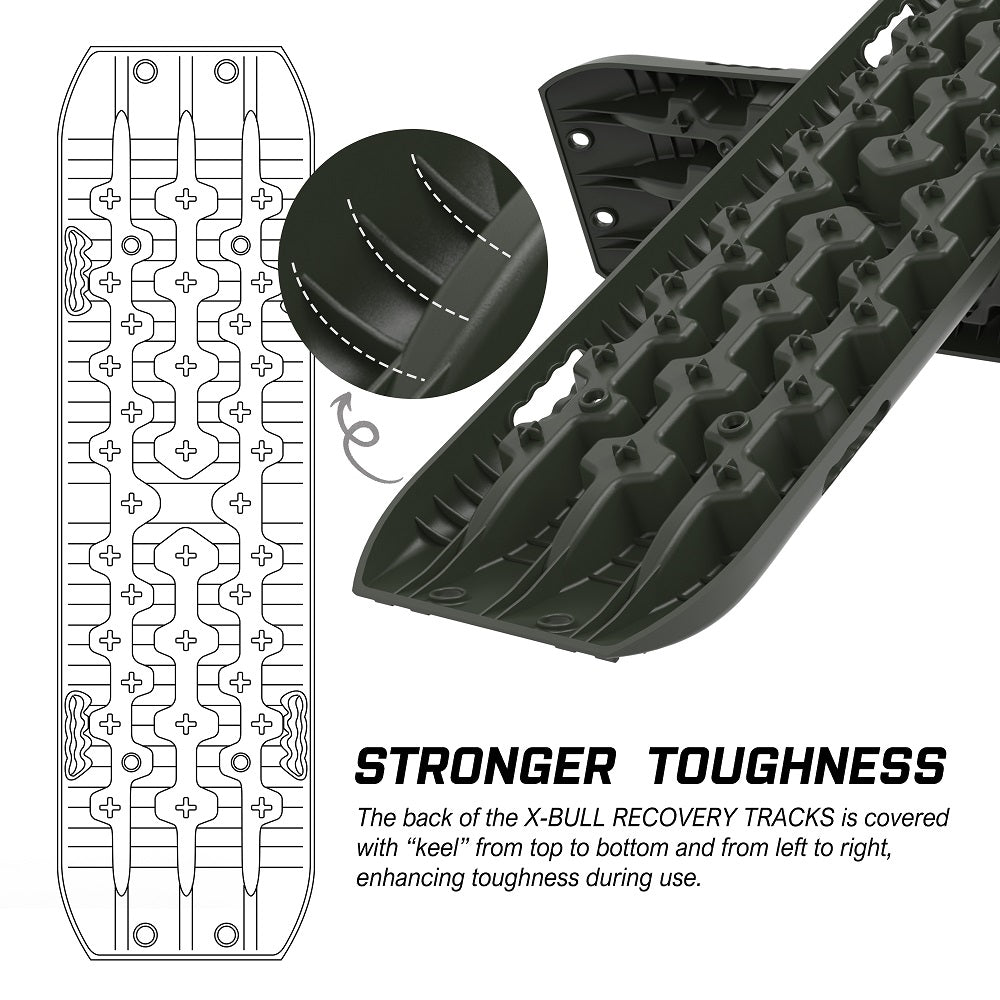 X-BULL Recovery tracks kit Boards 4WD strap mounting 4x4 Sand Snow Car qrange GEN3.0 6pcs OLIVE 7