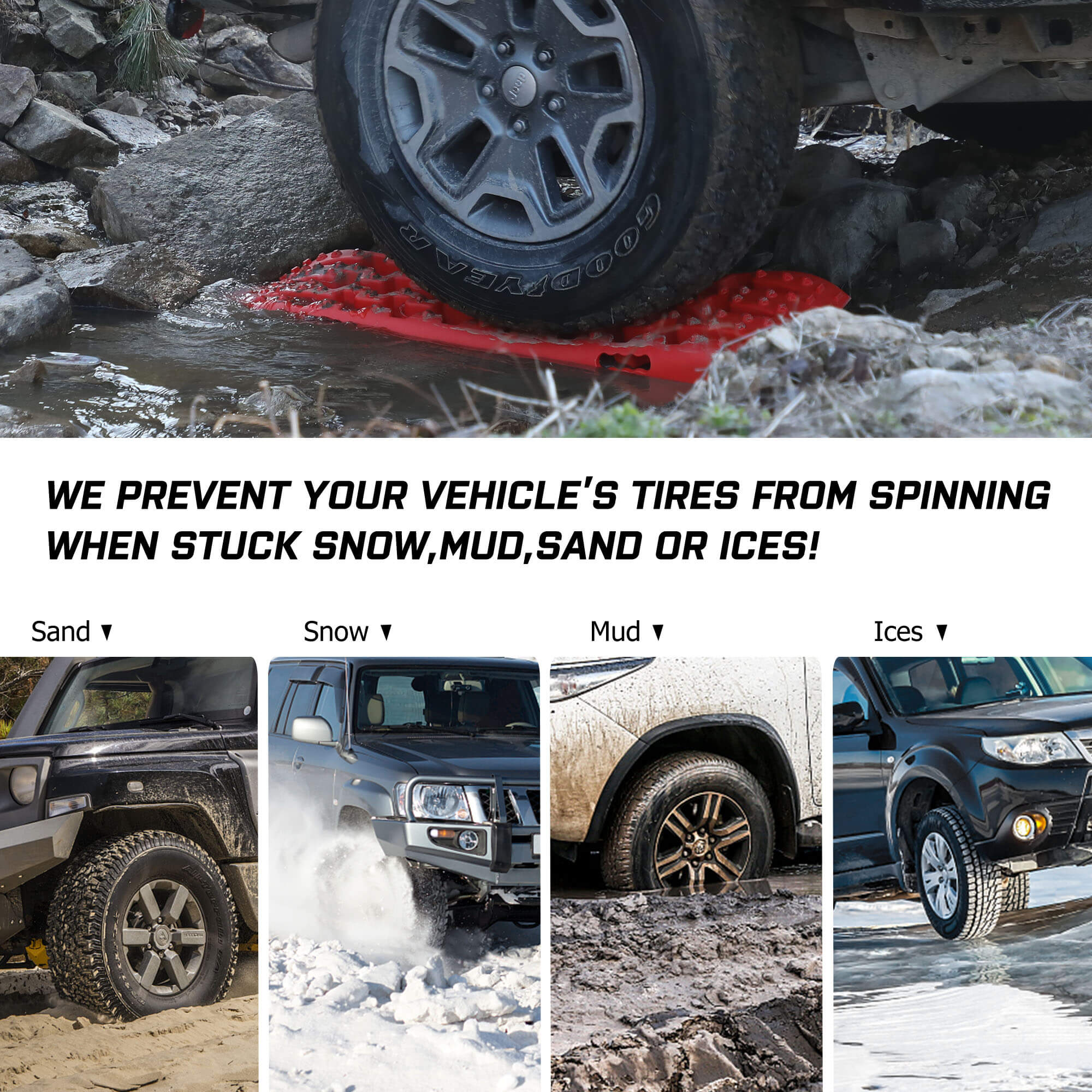 X-BULL Recovery Tracks Boards 10T 4PCS Snow Mud Essential Car Vehicle 4WD Carry Bag 3