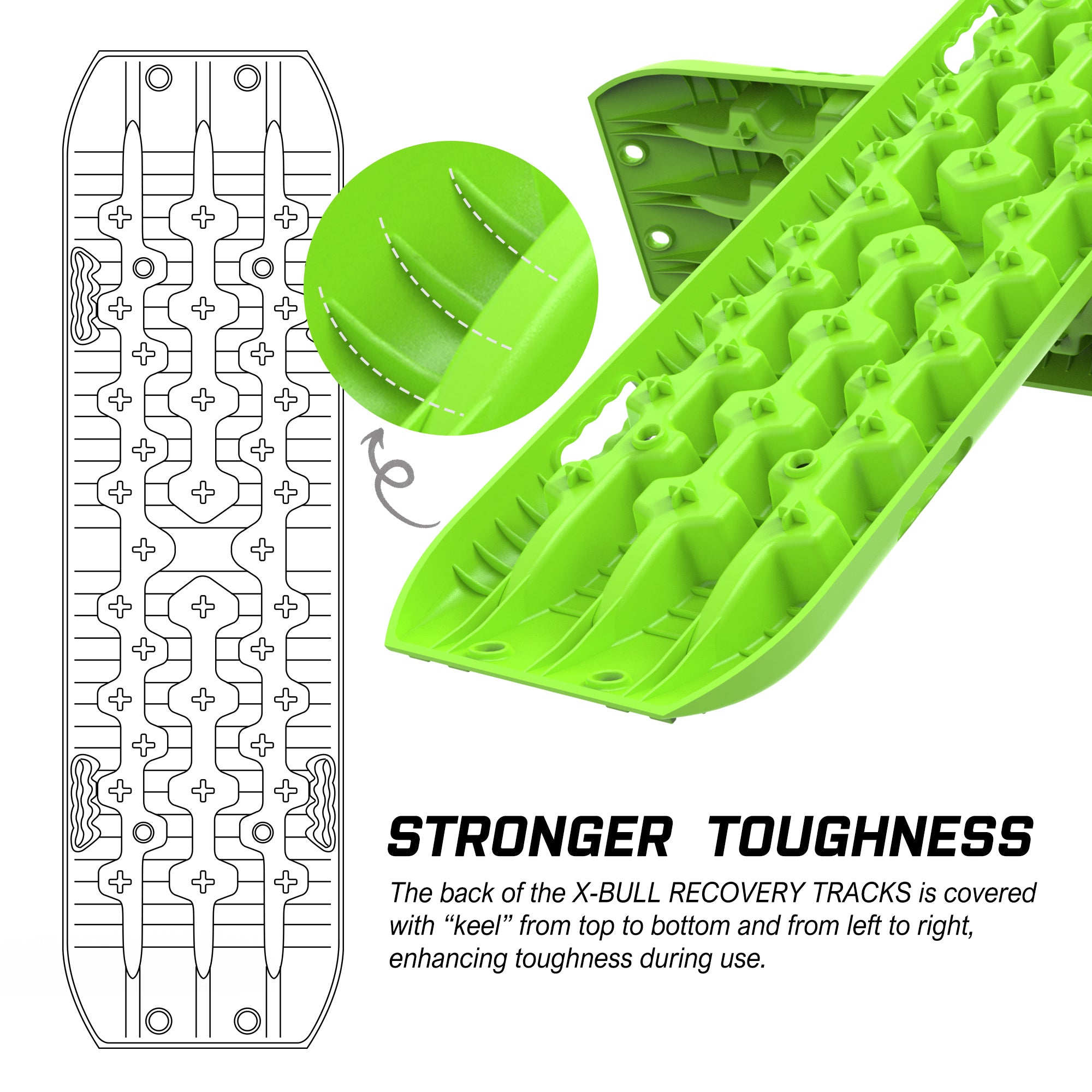 X-BULL Recovery tracks kit Boards Sand Mud Trucks 6pcs strap mounting 4x4 Sand Snow Car green GEN3.0 8