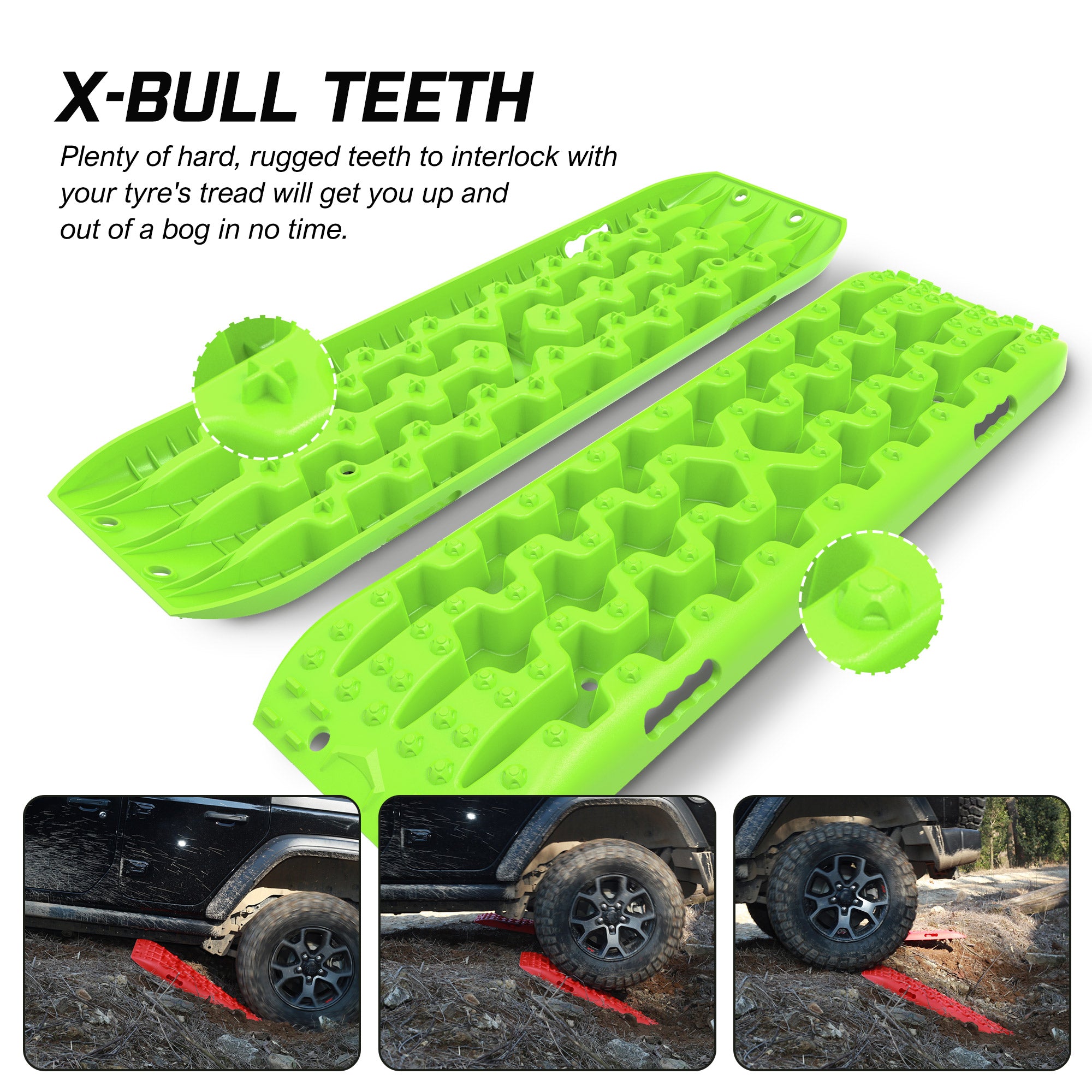 X-BULL Recovery tracks kit Boards Sand Mud Trucks 6pcs strap mounting 4x4 Sand Snow Car green GEN3.0 9