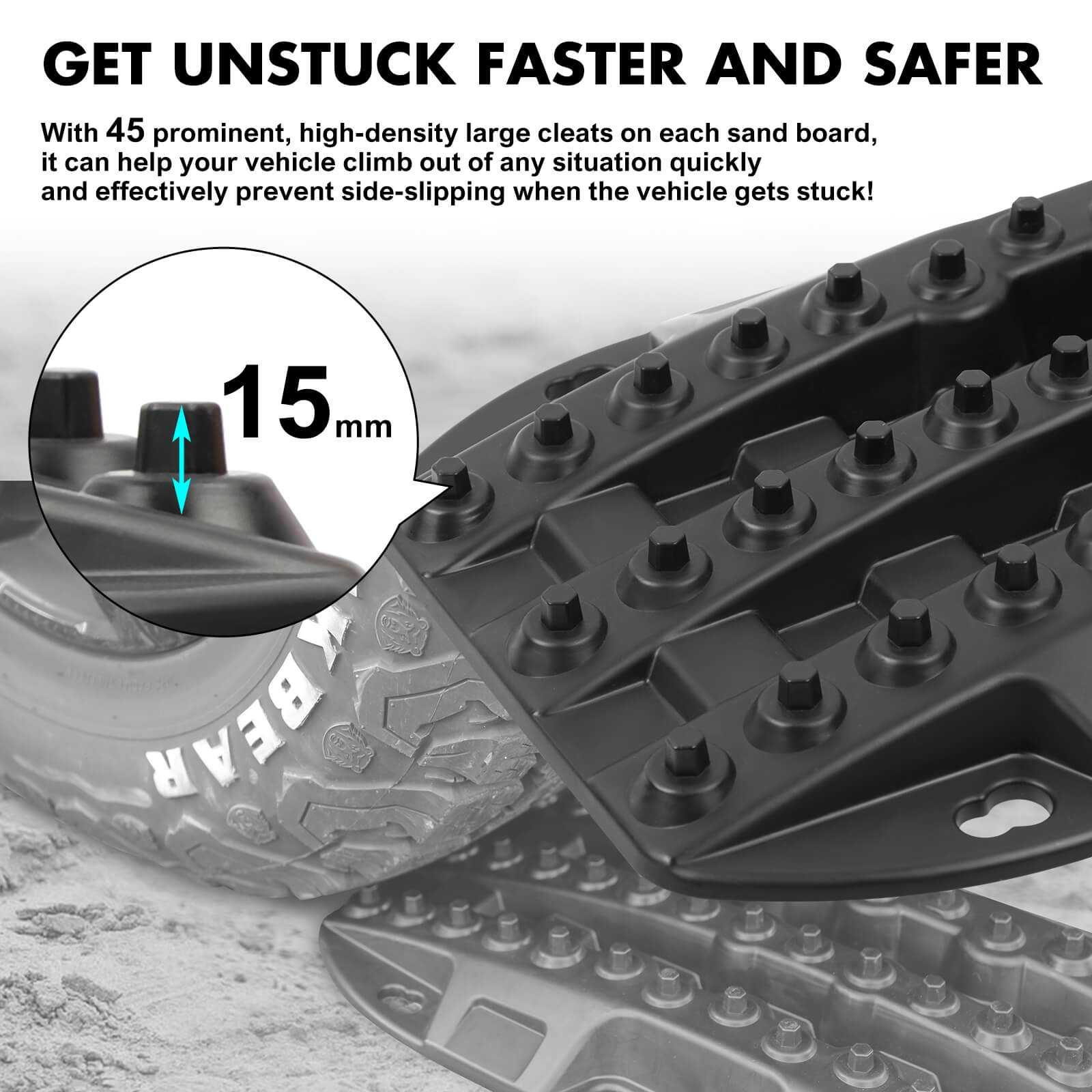 X-BULL Mini Recovery Tracks Traction Boards Sand Mud Snow 4WD 4x4 Vehicle 1 Pair Black 3