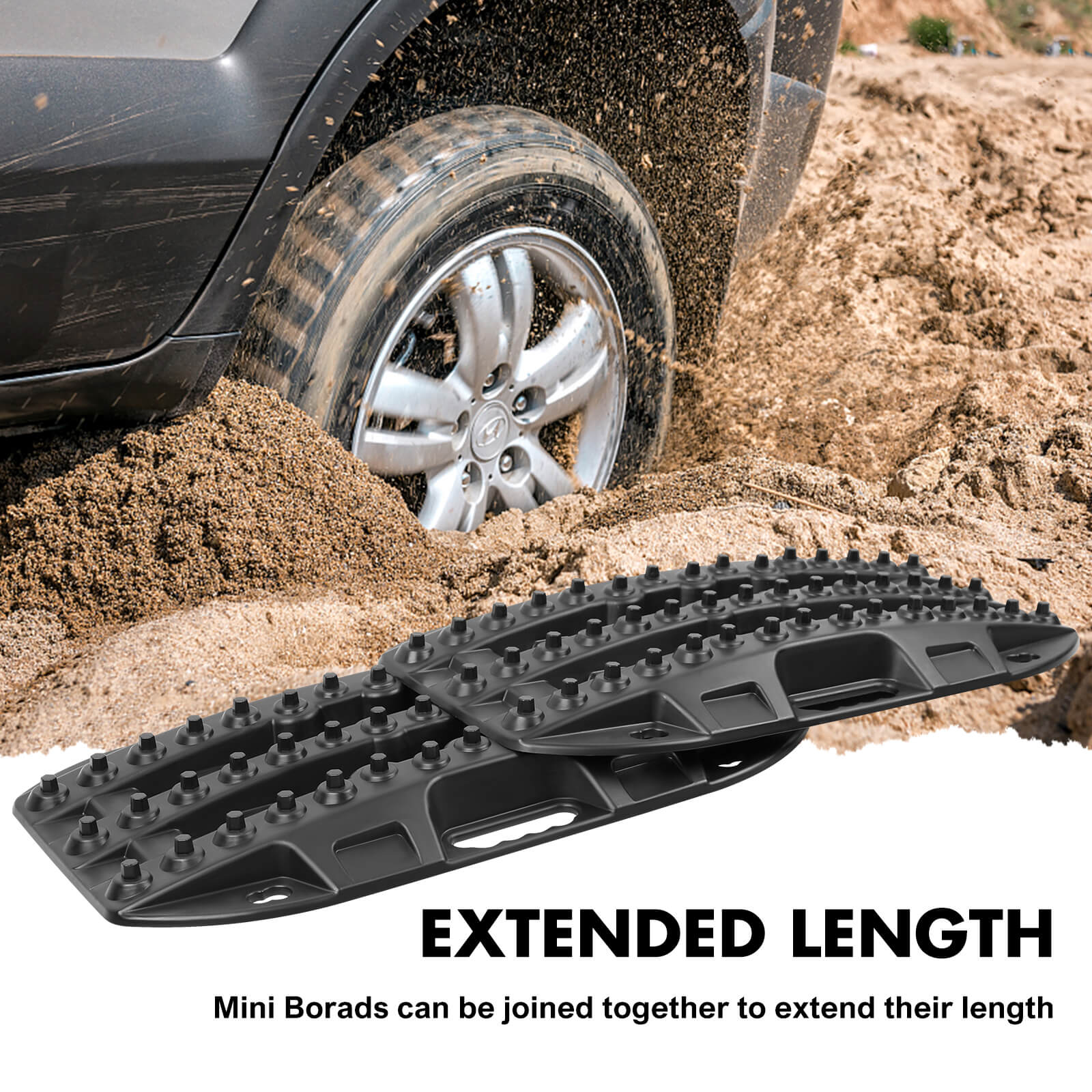 X-BULL Mini Recovery Tracks Traction Boards Sand Mud Snow 4WD 4x4 Vehicle 1 Pair Black 5