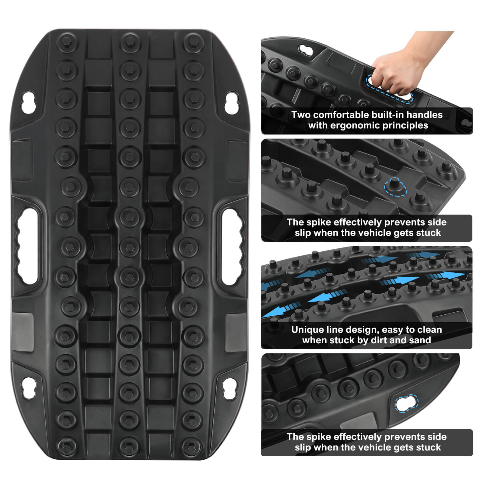 X-BULL Mini Recovery Tracks Traction Boards Sand Mud Snow 4WD 4x4 Vehicle 1 Pair Black 10