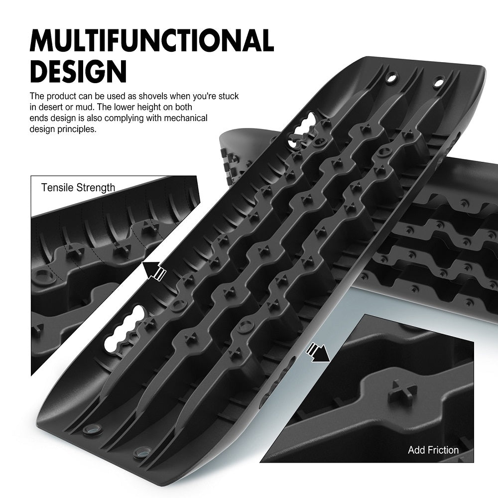 X-BULL Recovery Tracks Gen 2.0 10T Sand Mud Snow 2 Pairs Offroad 4WD 4x4 2PC 91CM Black 6