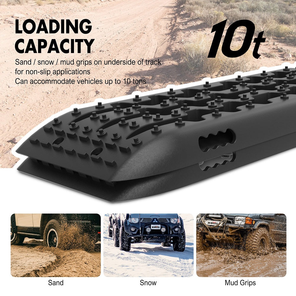X-BULL Recovery Tracks Gen 2.0 10T Sand Mud Snow 2 Pairs Offroad 4WD 4x4 2PC 91CM Black 5