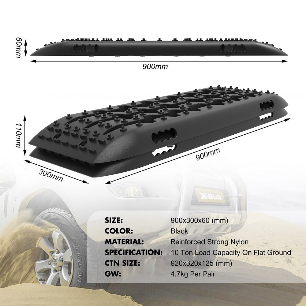 X-BULL Recovery tracks Boards 10T 2 Pairs/ Sand / Mud / Snow Mounting Bolts Pins Gen 2.0 -Black 3